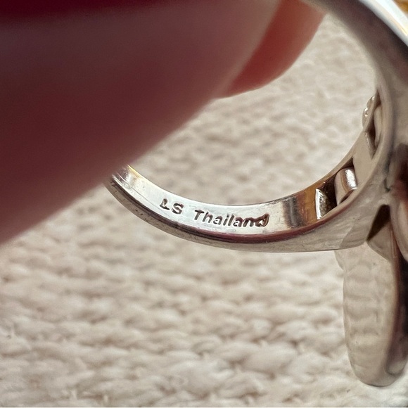 ❤️ Zuni Style Inlaid MOP Signed “LS” Lee Sands Butterfly Moveable Wings Ring - Picture 8 of 15